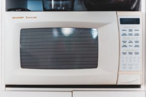 white microwave oven turned off